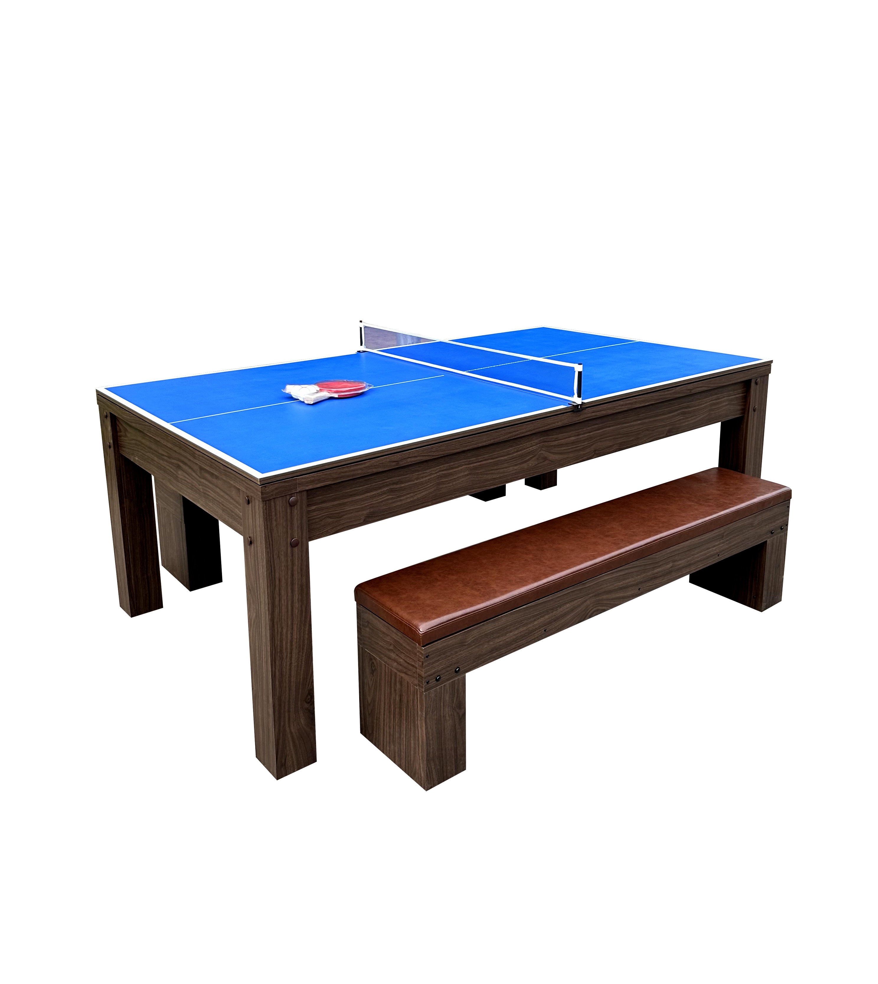 7ft 3-in-1 Multi-Functional Pool Table With Benches (Pool Table + Ping Pong Table + Dining Table)_voghion.com